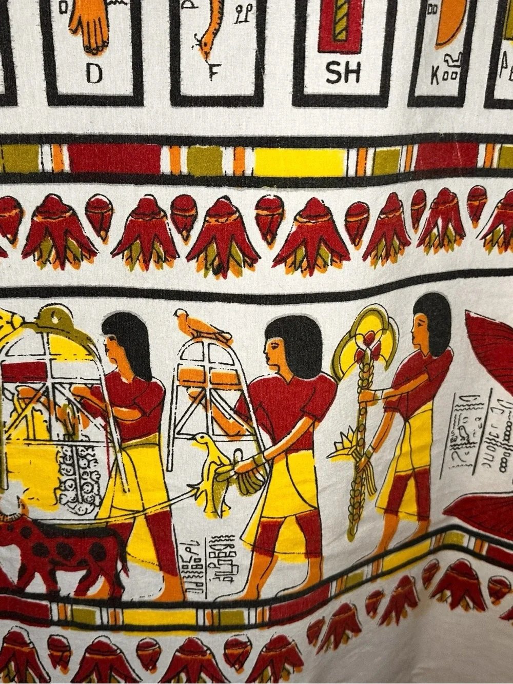 Vintage Egyptian Hieroglyphics Rectangle Tablecloth 8’x4’ (5) Napkins Set